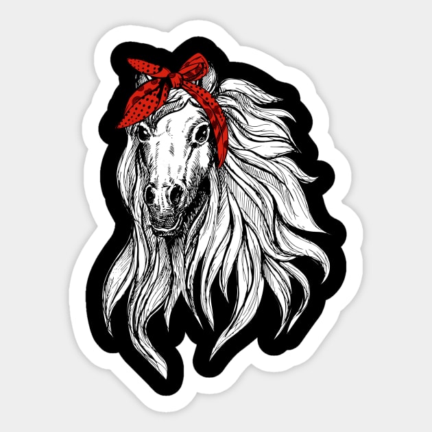 Horse Bandana T Shirt for Horseback Riding Horse Lover Sticker by Walkowiakvandersteen